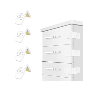 FYY Cabinet Locks for Babies, 4 Pack Child Proof Cabinet Locks Child Safety Locks for Cabinets Baby Proofing Angle Type Drawer Locks Latches with Strong Adhesive for Drawers Doors Cabinets