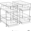 HIHEGD 2-Tier Bathroom Organizer with Dividers, Clear Under Sink and Pull-Out Cabinet Organizer for Kitchen and Pantry Storage