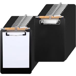 24PCS Small Clipboards, 6 x 9 inch A5 Mini Plastic Clipboards with Retaining Clips for Small Notepads Receipts Tickets, Portable Black Pocket Memo Size Boards for Classroom School Office