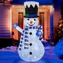 42-Inch Lighted Blue Snowman Outdoor Christmas Decoration, Collapsible Snowman with Blue Scarf and Snowflake Top Hat, Pre-Lit Holiday Yard Dcor for Indoor & Outdoor Use