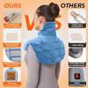 Ambershine 19''x24'' Weighted Neck & Shoulder Heating Pad, 2.5lbs with 12 Temperature Settings& 4 Auto-Off Timers, Pain Relief for Neck/Shoulder/Back(Light Blue)