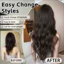 Long Hair Clip in Extensions 4PCS Seamless Clips ins for Women Non-Weft Wavy Easy Hairpieces Charming Wave Synthetic Fiber 22 Inch Full Head Breathable and Soft for Daily Use Natural Black