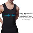 Mens Slimming Compression Shirt, Body Shaper Workout Tank Top, Gynecomastia Tummy Control Undershirts - Change in Seconds (Black, XXXL)