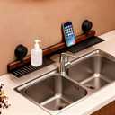 Bathroom Storage Shelves Floating,Modern Kitchen Organizer Faucet Shelf,No Mounted Shower Sink Caddy Organizers,Toothbrush soap Rack (Black, 20 inch)