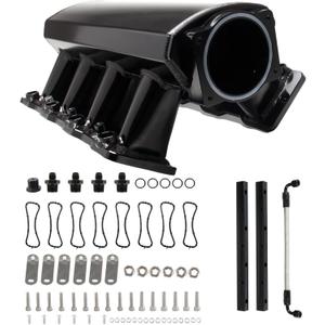 Intake Manifold for LS Cathedral Port Heads for LS1 LS2 LS6 LS Engines Compatible with Chevy 4.8 5.3 5.7 6.0 HTRACING (Black 102MM)