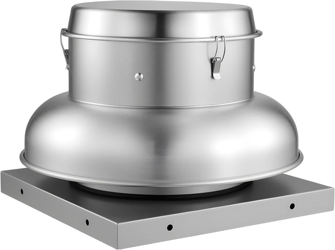 VEVOR Roof Exhaust Fan, 900CFM & 1500CFM Adjustable Speed Control Attic Vent Fan with High-Power Motor, 21inch Fan Base Heavy-Duty Aluminum Alloy, Compact for Garage,Kitchen,Bathroom,Silver