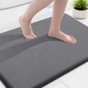Smiry Memory Foam Bath Mat 36x24, Extra Soft and Absorbent Bathroom Mats, Non Slip Washable Carpet for Floor, Shower and Tub, Dark Grey