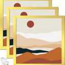 Gold 14x14 Picture Frame Set of 3, High Transparent Frame for 14 By 14 Square Photo Collage Canvas Poster Size Wall Mount and Tabletop Horizontally Vertically (Gold, 14 x 14 inches)