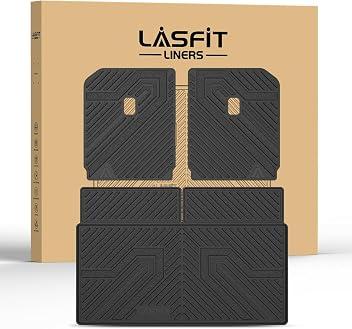 LASFIT Trunk Mat & Backrest Mats for Rivian R1S 2025 2024 2023 2022, All Weather TPE Custom Fit Cargo Liner for R1S Cargo Mat, Black, Easy to Clean