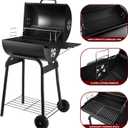 Charcoal Grill Outdoor BBQ Grill, Barrel Charcoal Grills with Side Table, with Nearly 500 Sq.In. Cooking Grid Area, Outdoor Backyard Camping Picnics, Patio and Parties, Black by DNKMOR