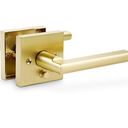 Linkaa Brass Gold Privacy Lever Door Handle Interior Levers, Keyless Door Lock with Adjustable Latch and Screws, Easy Install，Fit Standard Door (Pivacy，Push Button Lock，Stain Brass，1 Pack