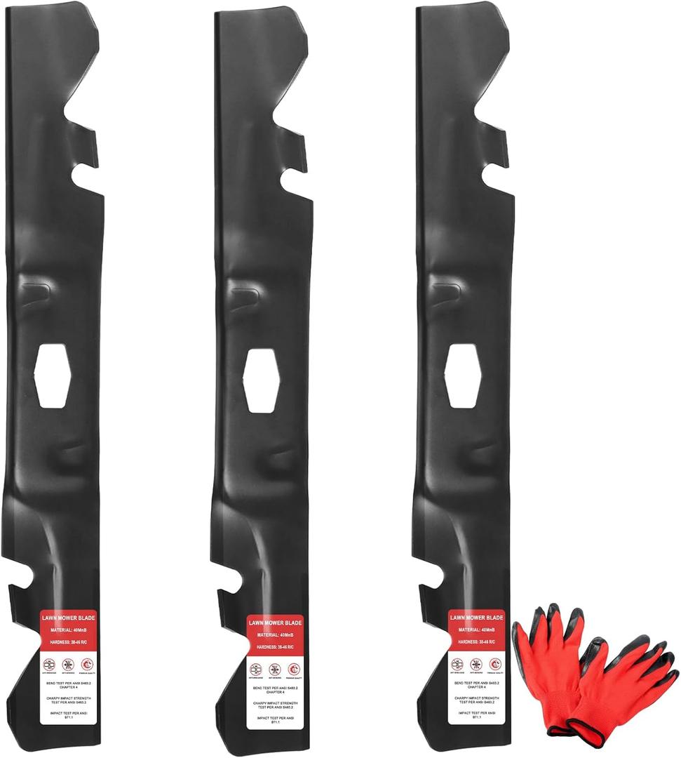 742P05086-X 54 Inch Mulching Blade Set(3 Pack), Compatible with Cub Cadett MTD XT1-GT54 ST54 ZT1-54, Replacement for 54" Deck Lawn Mowers, Replaces 742P05086-X 490-110-C205 742-05086-X CMXGZAM110205, Size: 54"Deck 18.62"Blade