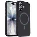 Magnetic for iPhone 17 Case [Compatible with MagSafe] [Soft Anti-Scratch Microfiber Lining],Premium Silicone with Screen Protector,Shockproof Protective Phone Case 6.3",Black