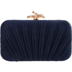 Freie Liebe Clutch Purses for Women Evening Bag Pleated Clutch Bag with Chain for Wedding Party | with Chain, for Wedding Party (Dark Blue)