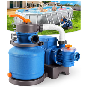 Anqtovp 2500 GPH Sand Filter Pump for Above Ground Pools 24 Hour Timer 6 Way Valve Efficient Circulation Filtration Up to 12000 Gallons 1 Piece