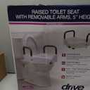 Drive Medical 2-in-1 Raised Toilet Seat with Removable Padded Arms - Elevated Bathroom Safety Support - Secure Locking Attachment - Easy Height Assistance - Durable Construction, Standard Toilets