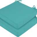 Waterproof Outdoor Chair Cushions Set of 2, Square Outdoor Seat Cushions with Ties and Removable Covers, 22 x 22 Outdoor Cushions for Patio Furniture with Portable Handle(Teal)