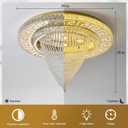30" Gold Crystal LED Flush Mount Chandelier with Remote/APP