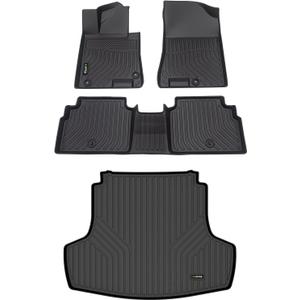 HAFIDI Floor Mats & Cargo Liner Set Fit for 2021-2026 Kia K5 (Only FWD Models)& 2020-2026 Hyundai Sonata & Sonata Hybrid All Weather TPE Anti-Slip Car Full Set Floor Liners Custom Accessories - Black