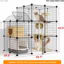 3-Tier DIY Indoor Cat Cage with Skylight, Accommodates Multiple Pets; Foldable Large Cat Cage Enclosure (with Litter Box Area); 43.7-Inch Metal Wire Cat Bed Habitat