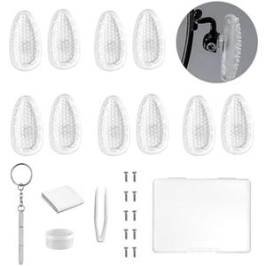 Pack of 5, Eyeglass Air Bag Nose Pads,5 Pairs Screw in Air Chamber Nose Piece Nosepads for Glasses, Eyeglasses Replacement Repair Kit Set with Screws, Screwdriver, Tweezer,Storage Case and Cleaning Cloth