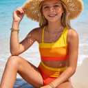 Girl Two Piece Swimsuits Adjustable Straps Bikini Sets with Chest Pad Size 9-16Y