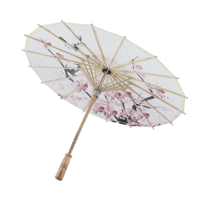 Milltrip Oiled Paper Umbrella, Handmade Chinese Plum Blossomm Parasol, Retractable & Rainproof, 21.7” for Weddings, Photography, Cosplay, Dance Props, Asian Decor, with Elegant Wooden Handle
