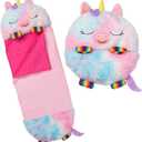 Happy Nappers: Pillow & Sleepy Sack: Medium - Rainbow Unicorn - 54 x 20, Plush Animal Character, 2-in-1 Pillow Sleeping Bag, Play, Kids Ages 3+