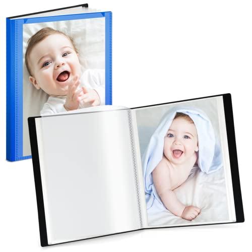 CRANBURY Small Photo Album 4x6 (Blue), 2-Pack 4 x 6 Photo Book, 24 Pockets Shows 48 Pictures, Mini Plastic Picture Album Binder with Customizable Cover