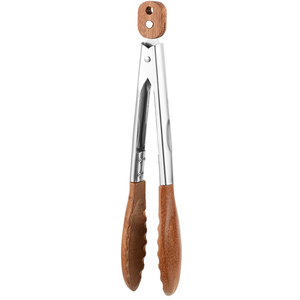 1 Pcs Wooden Kitchen Cooking Tong - 12" Wood Kitchen Tong for Cooking with Wooden Tips, Stainless Steel Non-Slip Walnut Salad Tong, Wood Tong Cookware for Serving Food,BBQ