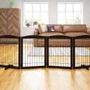PAWLAND 96-inch Extra Wide Dog gate for The House, Doorway, Stairs, Freestanding Foldable Wire Pet Gate, Set of Support Feet Included (Espresso, 30" Height-4 Panels)