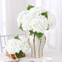 Yastouay 3 Pcs Real Touch Hydrangea Artificial Flowers, 21" White Full Faux Hydrangea Flowers Latex Fake Flowers for Home Decor Party Floral Arrangements Wedding Bouquets Centerpieces Outdoor Decor