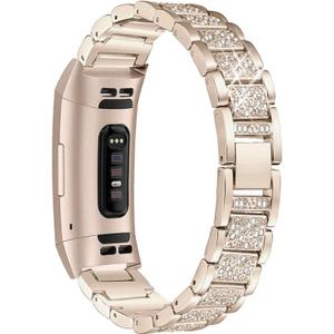 Bling Bands Compatible with Fitbit Charge 6/Charge 5, Dressy Metal Bracelet Luxurious Rhinestone Replacement Wristband for Women, Silver Black Gold