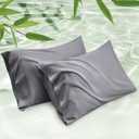 Bedsure Pillow Cases Standard Size, Cooling Pillow Cases, Rayon Derived from Bamboo Dark Grey Pillowcases Standard Set of 2, PureWoven Silky Soft Pillow Cover with Envelope Closure, 20x26 Inches