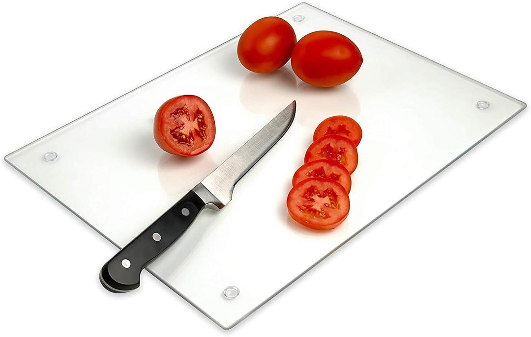 Tempered Glass Cutting Board Long Lasting Clear Glass Scratch Resistant, Heat Resistant, Shatter Resistant, Dishwasher Safe. 14 X 18 Inch