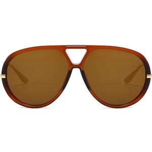 Trendy Aviator Sunglasses for Women Men Oversized Classic 70s Round Aviator Sun Glasses Vintage Shades (Brown/Brown)