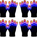 4 Pairs LED Gloves Light up Gloves for Kids Girls Boys Toys Age 3-12 Years Old Cool Fun Toys Christmas Gifts Easter Birthday Carnival Party Halloween Costumes (Small)