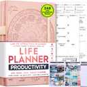 Life Planner - Undated Weekly & Monthly Planner, 12-Month Journey to Increase Productivity | Gratitude Journal, Life Organizer & Goal Journal | Include Foldable Vision Board, Habit Tracker & Stickers (A5 (Undated) 5.8" x 8.3", Rose Gold)