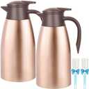 68oz Thermal Coffee Carafe, 2 Pack Airpot Insulated Coffee Urns Stainless Steel Vacuum Thermal Pot Dispenser for Coffee, Hot Water, Tea, Hot Beverage - Keep 12 Hours Hot, 24 Hours Cold (Rose Gold)