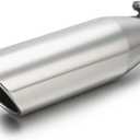 LCGP 2.25 Inch Inlet Exhaust Tip,2.25" x 3.5" x 12" Polished Exhaust Tailpipe Tip for Truck With Bolt On Design
