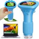 Kids Microscope, Pocket Portable Microscope for Kids with 2'' Inch Screen - Powerful Handheld Microscopes Bug Microscope with Light, 2026 Best Easter Birthday Gifts for Age 3-12 Boys - Blue