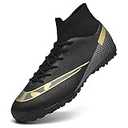 HaloTeam Men's Soccer Shoes Cleats Professional High-Top Breathable Athletic Football Boots for Outdoor Indoor TF/AG 3US-11US (R2150 Black)