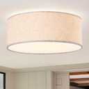 Flush Mount Ceiling Light Fixture, Linen Drum for Bedroom | 15.7-inch Modern 3-Light recessed ighting fixtures, for Living Rooms,Dining Room, hallways, Kitchens, 15.7" W x 6.1" H