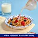 JOLLY CHEF 160 Count Paper Bowls 20 oz Soak Proof, Heavy Duty Printed Disposable Bowls Bulk for Dinner or Lunch (Blue)