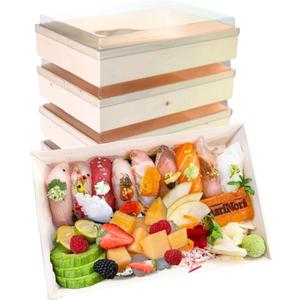Disposable Wooden Bento Food Containers, Rectangular Takeout Bento Boxes with Lids, 25pcs Oil-Proof & SpillProof Popular To Go Containers for Parties [9.4"x6.9"x2.3"]