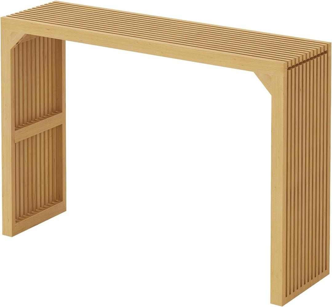 ROOMTEC Narrow Console Tables for Entryway, 46" Solid Wood Console Table Behind Couch, Farmhouse Entryway Table with Storage, Console Tables for Living Room, Hallway, Foyer (Nature, Console Table)