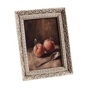 ZIHARA Vintage 5x7 Picture Frame for Best Gift, Sculptured Design Ornate Resin Photo Frame, Retro Hand-Crafted Hanging Frames with Easel, Hook & Mat for Table Top & Wall Gallery (Antique White)