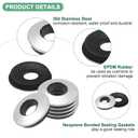 M METERXITY 50-Pack EPDM Bonded Sealing Rubber Washers, 304 Stainless Steel #12 x 1/2" OD Neoprene Rubber Washers Gasket for Bolts/Screws/Machinery/Ships/Roof