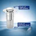 Elivo Bathroom Sink Stopper (2 pc) 2.90x2.30x1 inches Bathroom Sink Drain Stopper & Removable Basket Combo, Bathroom Sink Stopper Plug - Easy to Clean Bathroom Sink Drain Strainer