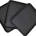 Home-Garden Multi-Purpose Boot Mat Tray Indoor & Outdoor Waterproof Plastic Shoe Mat Pet Bowl for Floor Protector - Black, 3 Packs